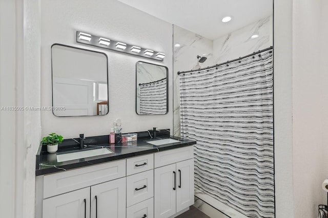 1941 NW 151st St, Miami Gardens, FL 33054 - bathroom featuring double vanity and curtained shower