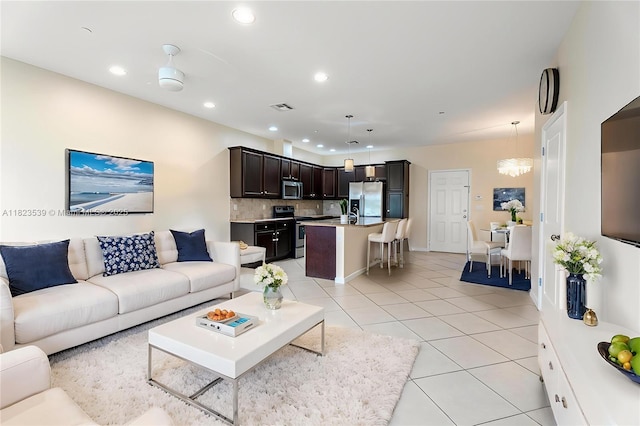 4375 Cascada Cir, Cooper City, FL 33024 - living area with light tile patterned floors and recessed lighting