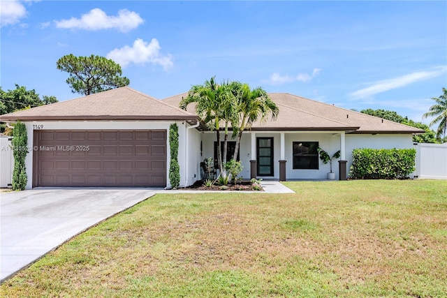 1149 SE Sandia Dr, Port St Lucie, FL 34983 - ranch-style home with an attached garage, concrete driveway, and stucco siding