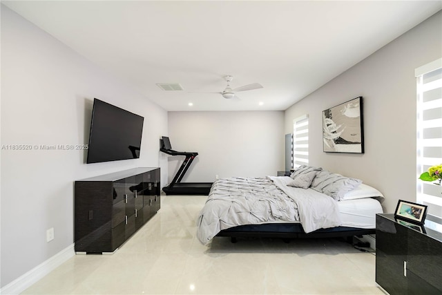 1149 SE Sandia Dr, Port St Lucie, FL 34983 - bedroom featuring ceiling fan, light tile patterned floors, and recessed lighting