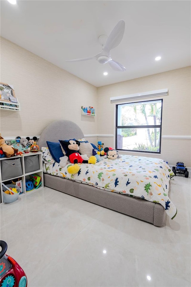 1149 SE Sandia Dr, Port St Lucie, FL 34983 - bedroom with recessed lighting and a ceiling fan