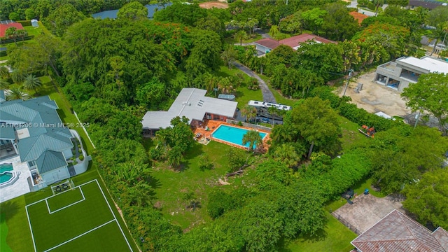 6801 SW 136th St, Pinecrest, FL 33156 - aerial view of property's location featuring a pool and nearby suburban area