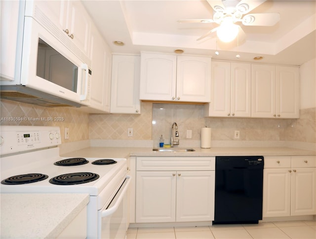2000 S Ocean Blvd Unit 16P, Lauderdale By The Sea, FL 33062 - kitchen featuring white appliances, white cabinetry, ceiling fan, and light countertops