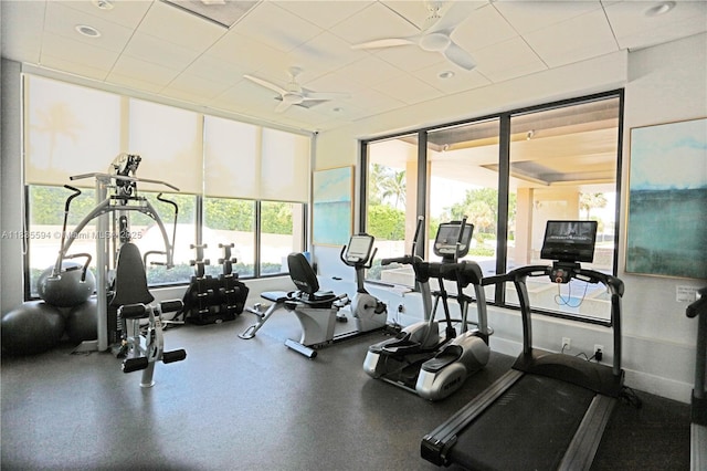 2000 S Ocean Blvd Unit 16P, Lauderdale By The Sea, FL 33062 - exercise room with a ceiling fan