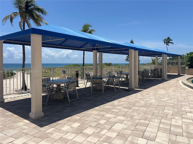 2000 S Ocean Blvd Unit 16P, Lauderdale By The Sea, FL 33062 - view of patio / terrace with a gazebo, outdoor dining space, and a water view