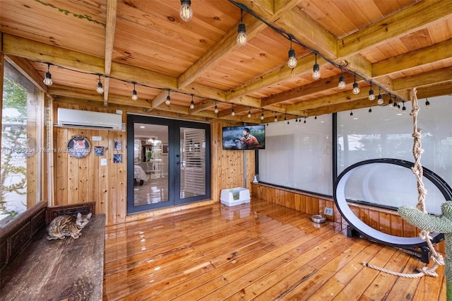 10321 SW 102nd Ave, Miami, FL 33176 - sunroom / solarium with a wall mounted air conditioner, beam ceiling, and french doors