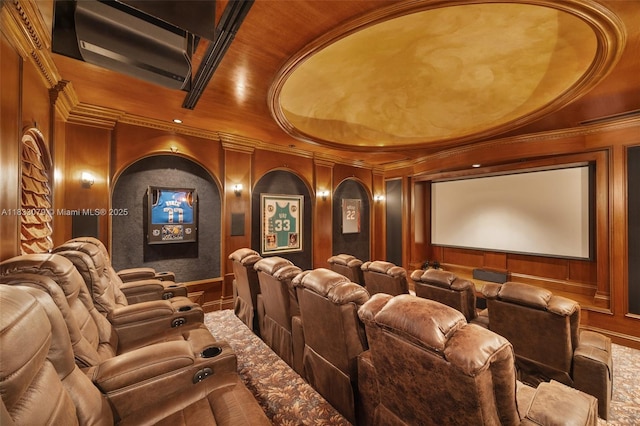 7245 SW 104th St, Pinecrest, FL 33156 - home theater room featuring crown molding and a decorative wall