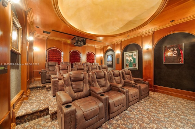 7245 SW 104th St, Pinecrest, FL 33156 - cinema room with ornamental molding and carpet floors