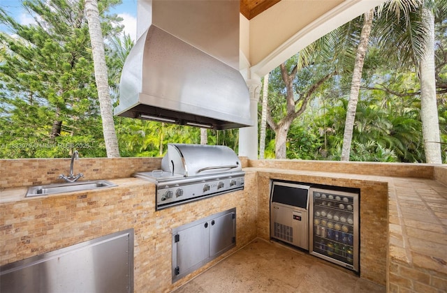 7245 SW 104th St, Pinecrest, FL 33156 - view of patio with beverage cooler and exterior kitchen