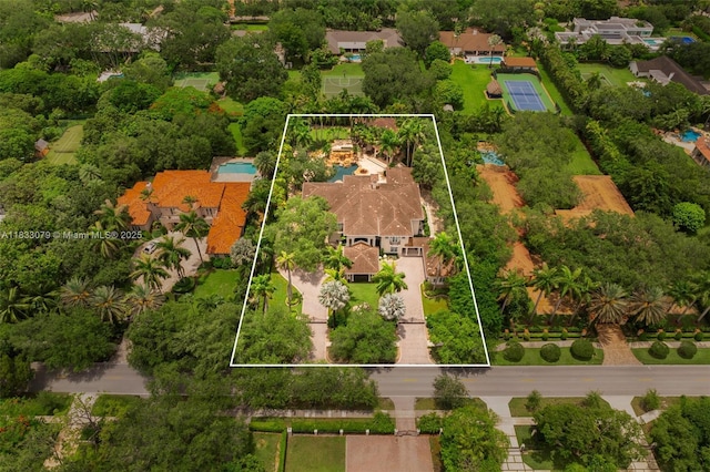7245 SW 104th St, Pinecrest, FL 33156 - aerial view of property and surrounding area featuring property boundaries highlighted