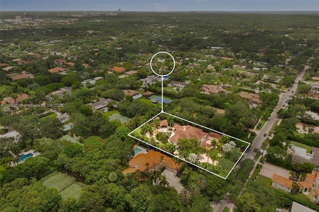 7245 SW 104th St, Pinecrest, FL 33156 - aerial overview of property's location featuring property boundaries highlighted