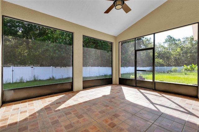 334 Colony St, Kissimmee, FL 34758 - unfurnished sunroom with a ceiling fan and lofted ceiling