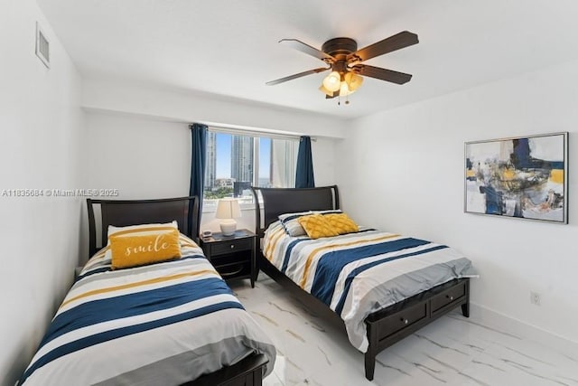 18100 N Bay Rd Unit 1108, Sunny Isles Beach, FL 33160 - bedroom with marble finish flooring and a ceiling fan
