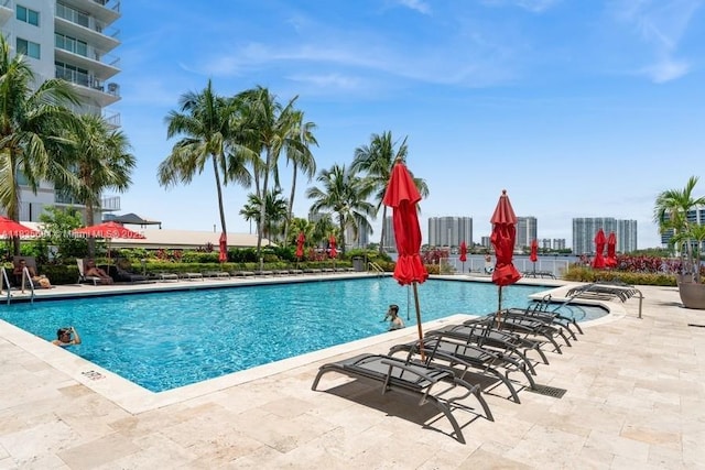 18100 N Bay Rd Unit 1108, Sunny Isles Beach, FL 33160 - community pool featuring a patio