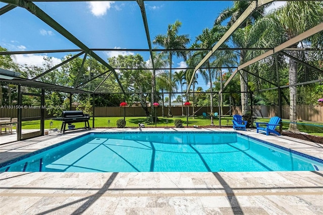 9720 SW 140th St, Miami, FL 33176 - view of pool featuring a grill, a fenced backyard, and a patio