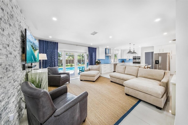 9720 SW 140th St, Miami, FL 33176 - living area featuring recessed lighting and light tile patterned floors