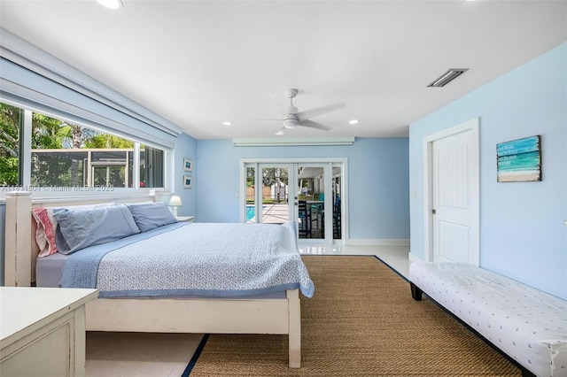 9720 SW 140th St, Miami, FL 33176 - bedroom featuring french doors, recessed lighting, and ceiling fan