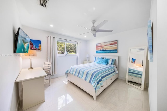 9720 SW 140th St, Miami, FL 33176 - bedroom featuring a ceiling fan, recessed lighting, and light tile patterned floors