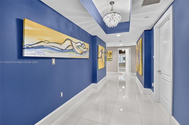 200 E Palmetto Park Rd Unit 714, Boca Raton, FL 33432 - corridor with a chandelier, tile patterned flooring, and recessed lighting