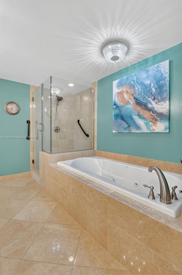 200 E Palmetto Park Rd Unit 714, Boca Raton, FL 33432 - bathroom featuring a shower stall, tile patterned floors, and a whirlpool tub