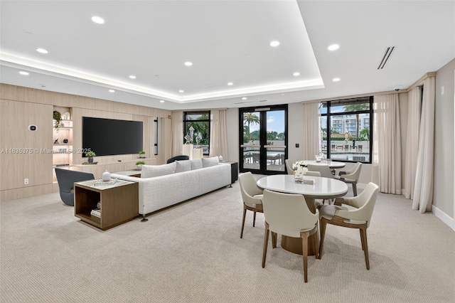 200 E Palmetto Park Rd Unit 714, Boca Raton, FL 33432 - living area featuring light colored carpet, recessed lighting, and a raised ceiling