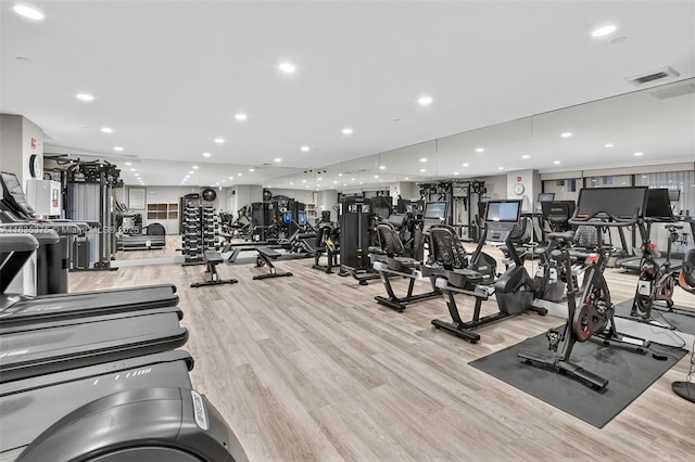 200 E Palmetto Park Rd Unit 714, Boca Raton, FL 33432 - gym with light wood-style floors and recessed lighting