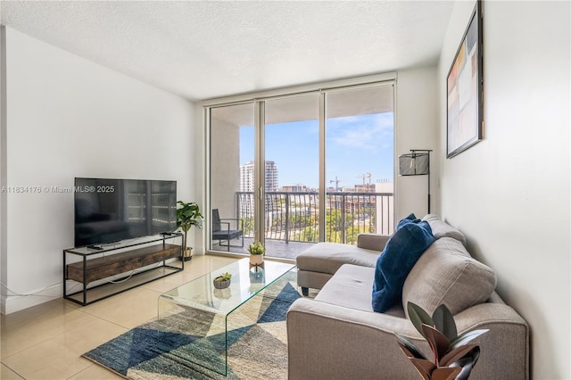 1750 N Bayshore Dr Unit 1611, Miami, FL 33132 - tiled living room with floor to ceiling windows and a textured ceiling
