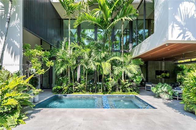 3910 Battersea Rd, Miami, FL 33133 - swimming pool with a patio area and a ceiling fan