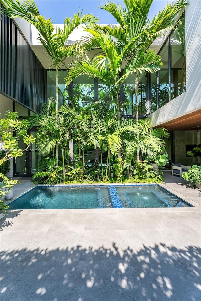 3910 Battersea Rd, Miami, FL 33133 - outdoor pool featuring a patio and an in-ground hot tub