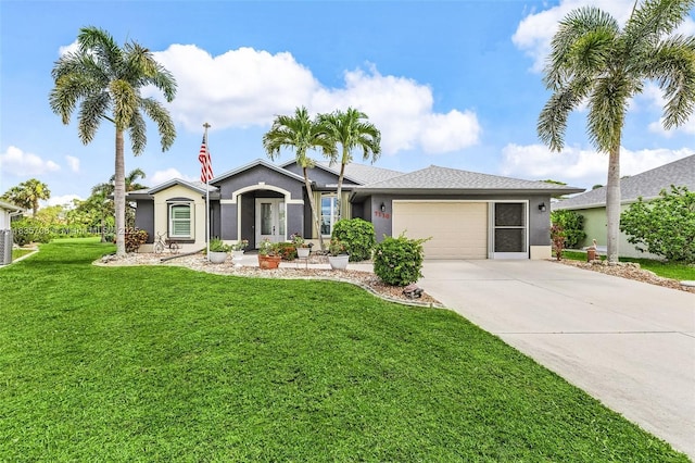 7130 Scarlet Sage Ct, Punta Gorda, FL 33955 - single story home with a garage, driveway, stucco siding, and a front lawn