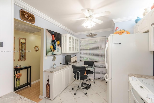 901 Colony Point Cir Unit 107, Pembroke Pines, FL 33026 - office with a ceiling fan, crown molding, and light tile patterned floors