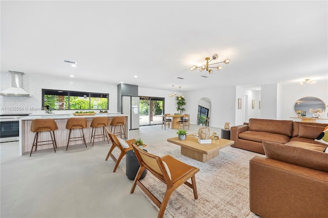 12505 SW 99th Ave, Miami, FL 33176 - living area featuring a chandelier and recessed lighting