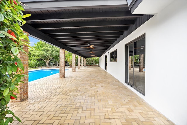 12505 SW 99th Ave, Miami, FL 33176 - swimming pool with a patio area and a ceiling fan