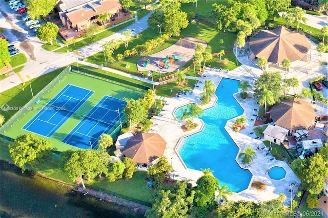 6455SW SW 116th Pl Unit C, Miami, FL 33173 - drone / aerial view of a pool area