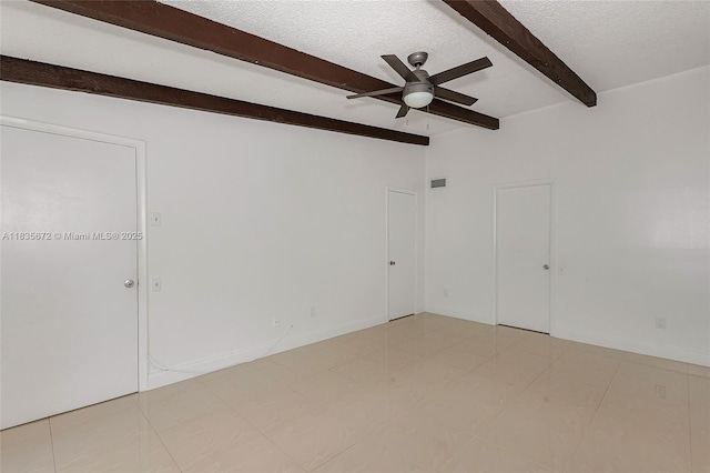6455SW SW 116th Pl Unit C, Miami, FL 33173 - unfurnished room featuring beamed ceiling, a ceiling fan, and a textured ceiling