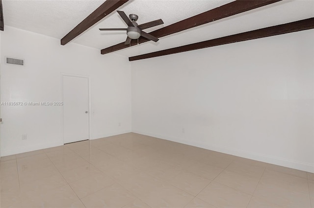 6455SW SW 116th Pl Unit C, Miami, FL 33173 - unfurnished room featuring beam ceiling, a ceiling fan, a textured ceiling, and light tile patterned flooring