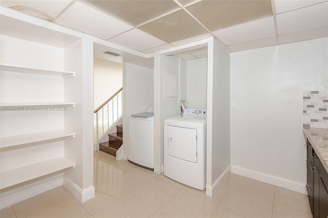 6455SW SW 116th Pl Unit C, Miami, FL 33173 - washroom with washing machine and clothes dryer and light tile patterned floors