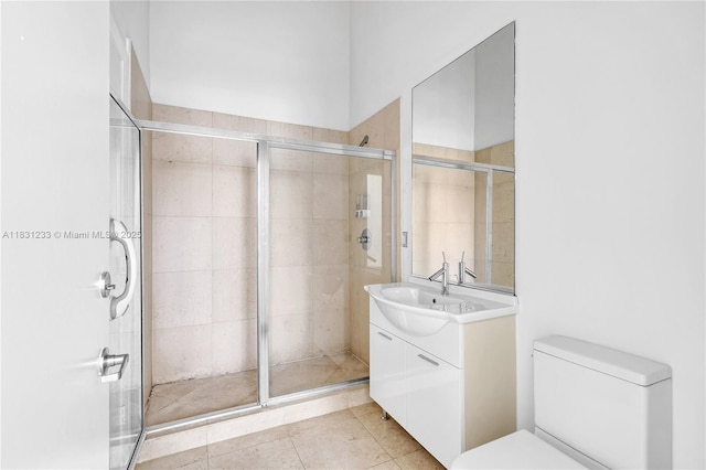 495 SE Brickell Ave Unit 1511, Miami, FL 33131 - full bathroom with vanity, a stall shower, and tile patterned floors