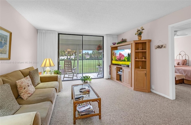 2420 Deer Creek Country Club Blvd Unit 203-D, Deerfield Beach, FL 33442 - carpeted living room with a textured ceiling