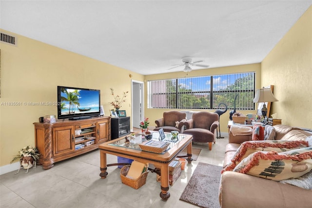 10400 NW 30th Ct Unit 305, Sunrise, FL 33322 - living area featuring ceiling fan and light tile patterned floors