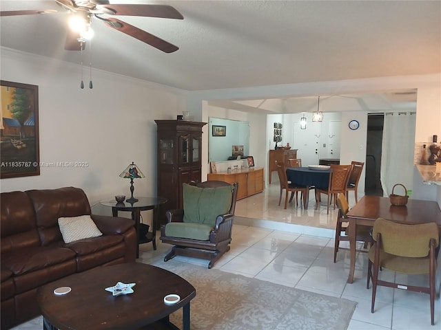 3750 Inverrary Dr Unit 1Z, Lauderhill, FL 33319 - living area featuring ceiling fan and crown molding