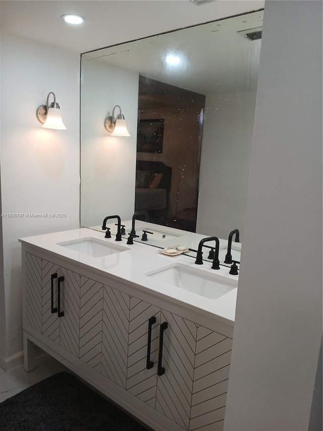 3750 Inverrary Dr Unit 1Z, Lauderhill, FL 33319 - bathroom featuring double vanity and recessed lighting