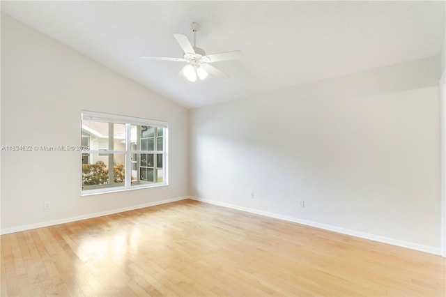 653 NW San Remo Cir, Port St Lucie, FL 34986 - empty room featuring light wood-type flooring, lofted ceiling, and a ceiling fan