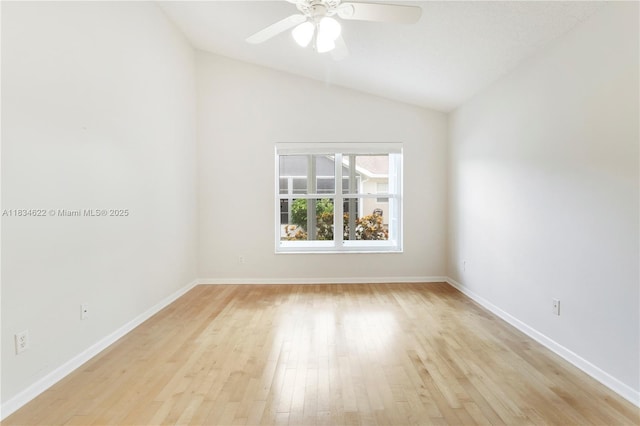 653 NW San Remo Cir, Port St Lucie, FL 34986 - empty room featuring light wood-style floors, a ceiling fan, and lofted ceiling