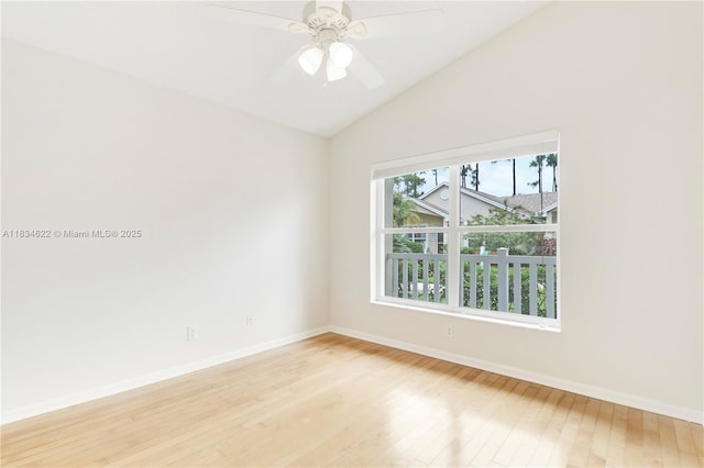 653 NW San Remo Cir, Port St Lucie, FL 34986 - spare room featuring light wood-type flooring, lofted ceiling, and ceiling fan
