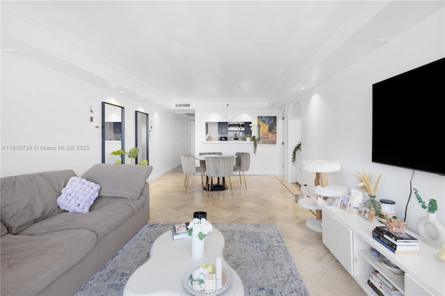 1717 N Bayshore Dr Unit A-3453, Miami, FL 33132 - living area featuring ornamental molding and recessed lighting