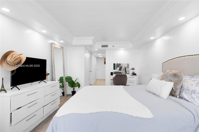 1717 N Bayshore Dr Unit A-3453, Miami, FL 33132 - bedroom with recessed lighting, light wood finished floors, and crown molding