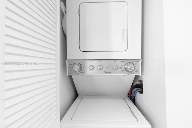1717 N Bayshore Dr Unit A-3453, Miami, FL 33132 - washroom with stacked washer / dryer