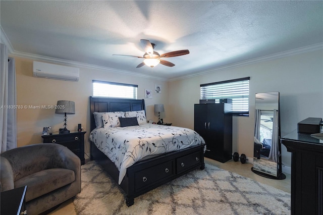 4811 NW 58th St, Tamarac, FL 33319 - bedroom with a wall mounted AC, crown molding, and ceiling fan