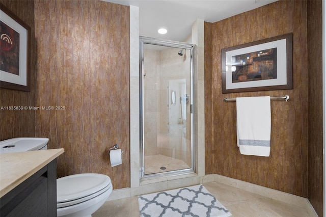 150 Sunny Isles Blvd Unit 1-1401, Sunny Isles Beach, FL 33160 - full bathroom featuring vanity, a stall shower, and tile patterned floors